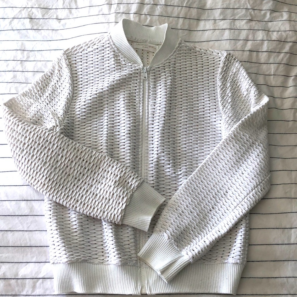 Lanston Sport zip up mesh bomber jacket